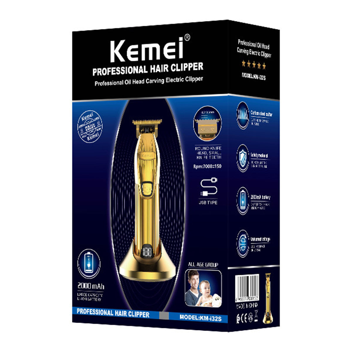 KEMEI KM-K32S Hair Clipper Cordless Rechargeable Hair Trimmer Set with LCD Display for Barber Home KEMEI KM-K32S Hair Clipper Cordless Rechargeable Hair Trimmer Set with LCD Display for Barber Home